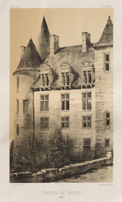 Architecture Pittoresque ou Monuments des XVeme et XVIeme Siècles: Châteaux de France des XV et XVI Siècles: Pl.100, Château de Saligny (Alliers) - Victor Petit