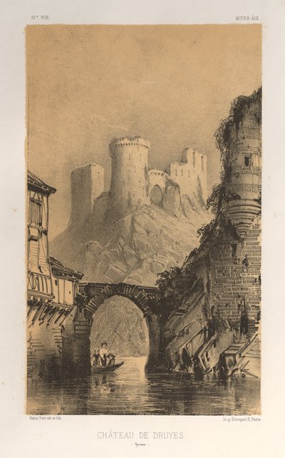 Architecture Pittoresque ou Monuments des XVeme et XVIeme Siecles: Chateaux De France des XV et XVI Siecles: Pl. 12, Chateau De Druyes (Yonne) - Victor Petit