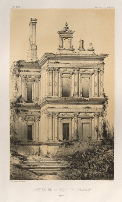 Architecture Pittoresque ou Monuments des XVeme et XVIeme Siecles: Chateaux De France des XV et XVI Siecles: Pl. 19, Restes Du Chateau De Chaumot (Yonne) - Victor Petit