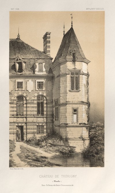 Architecture Pittoresque ou Monuments des XVeme et XVIeme Siecles: Chateaux De France des XV et XVI Siecles: Pl. 20, Chateau De Thorigny (Manche) - Victor Petit