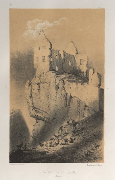 Architecture Pittoresque ou Monuments des XVeme et XVIeme Siecles: Chateaux De France des XV et XVI Siecles: Pl. 30, Chateau De Crussol (Drome) - Victor Petit