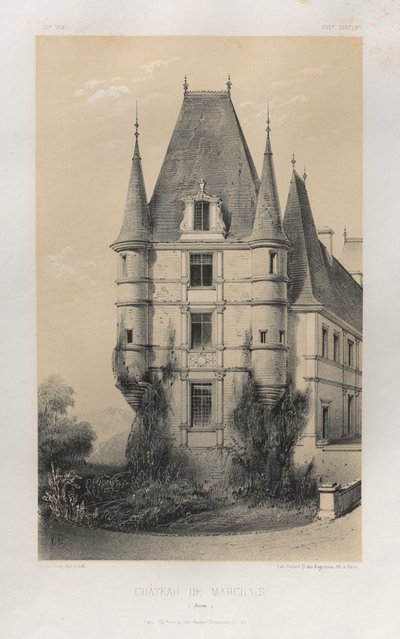 Architecture Pittoresque ou Monuments des XVeme et XVIeme Siecles: Chateaux De France des XV et XVI Siecles: Pl. 31, Château De Marchais (Aisne) - Victor Petit