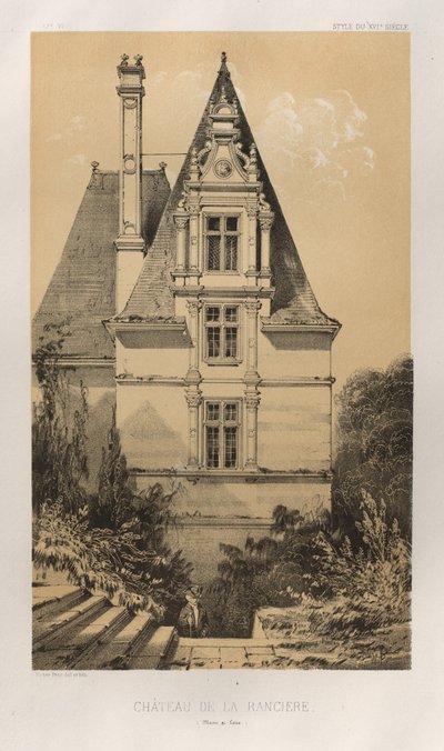 Architecture Pittoresque ou Monuments des XVeme et XVIeme Siecles: Chateaux De France des XV et XVI Siecles: Pl. 37, Château De La Ranciere (Maine et Loire) - Victor Petit