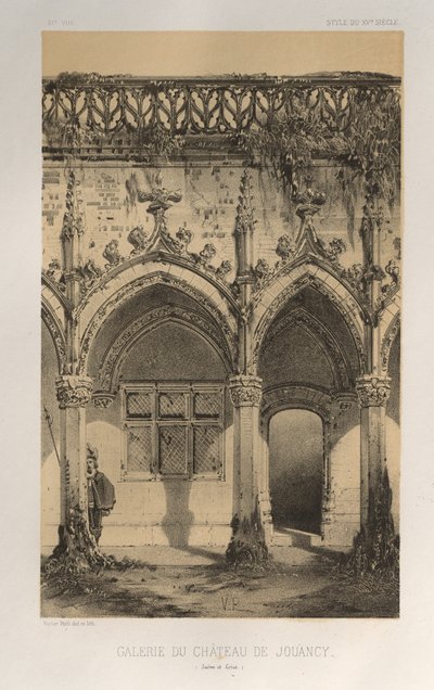 Architecture Pittoresque ou Monuments des XVeme et XVIeme Siecles: Chateaux De France des XV et XVI Siecles: Pl. 41, Galerie Du Château De Jouancy (Saone et Loire) - Victor Petit