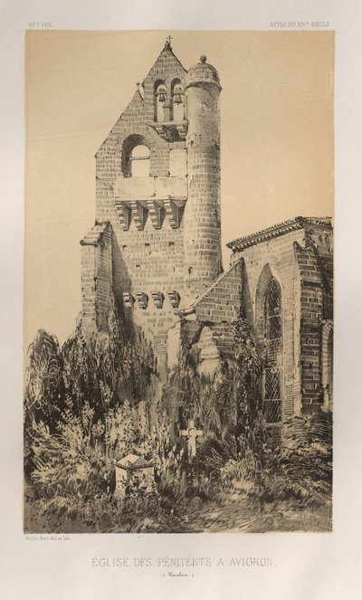 Pl. 40, Église des Pénitents à Avignon Vaucluse, 1860 - Victor Petit