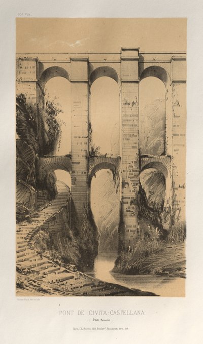 ...Pl. 50, Pont De Civita-Castellana États Romains, 1860 - Victor Petit