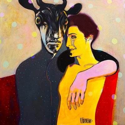 Couple avec un personnage à cornes - Victor Tkachenko