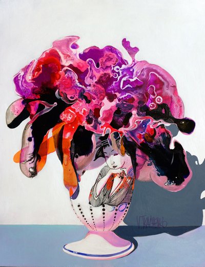 Une femme aux couleurs vives et aux motifs floraux - Victor Tkachenko