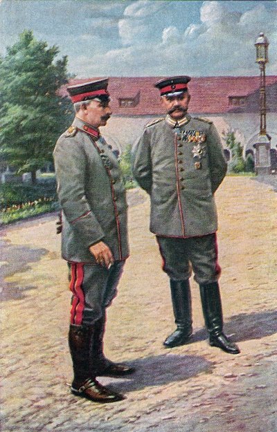 Kaiser Wilhelm II et le maréchal von Hindenburg posent devant le château de Posen, 1915 - Victoria Augusta von Schleswig Holstein
