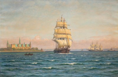 Voiliers et ferry au large de Kronborg. - Vilhelm Arnesen