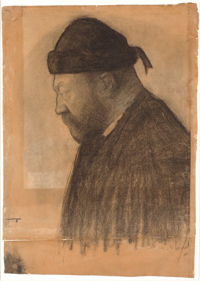 Portrait de Thorvald Bindesbøll de profil vers la gauche - Vilhelm Hammershøi