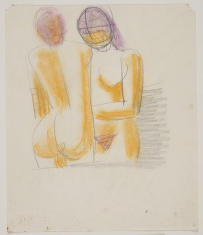 Étude de Composition avec 2 Femmes Nues Debout - Vilhelm Lundstrøm
