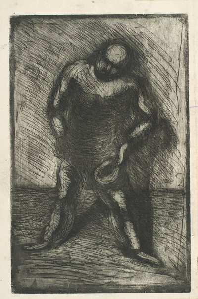 Homme accroupi avec le chapeau à la main - Vilhelm Lundstrøm