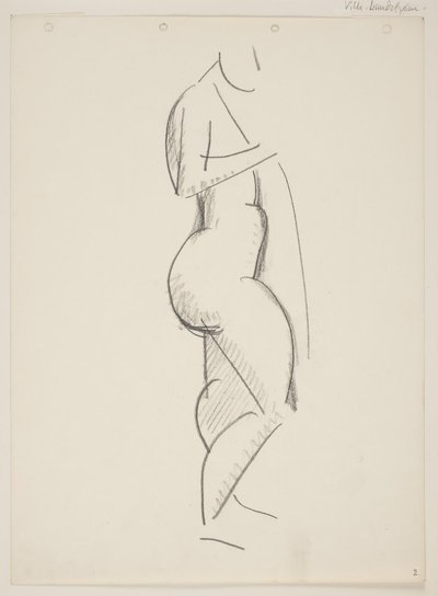 Femme nue debout, profil droit, draperie à la main - Vilhelm Lundstrøm