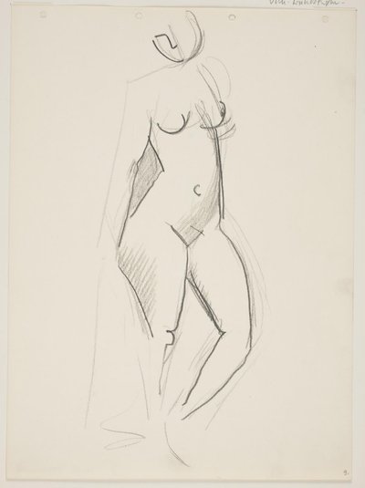 Femme nue debout, tournée vers la droite, draperie à la main - Vilhelm Lundstrøm