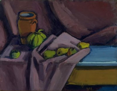 Nature morte avec un pot et des fruits - Vilhelm Lundstrøm