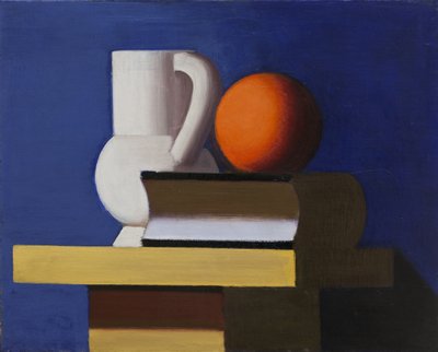Nature morte avec pot blanc, orange et livre - Vilhelm Lundstrøm