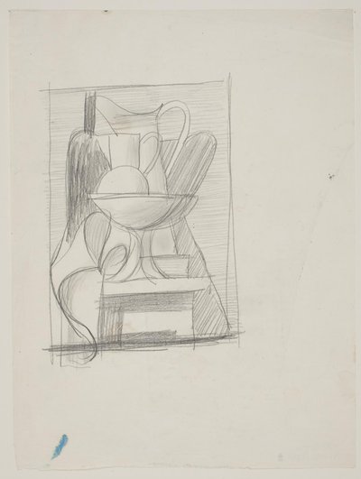Étude pour une nature morte avec bouteille, pichets, bol de fruits et serviette - Vilhelm Lundstrøm