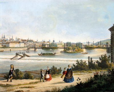 Prague sur la rivière Moldava (Vltava), par Vincent Morstadt - Vincenc Morstadt