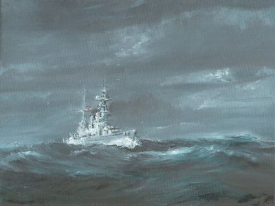 HMS Hood au large de la côte écossaise dans les années 1920 - Vincent Alexander Booth