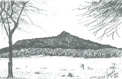 Montagne depuis le club nautique au lac Naivasha, Kenya, 2006 - Vincent Alexander Booth