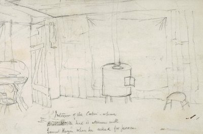 Intérieur de la cabine où Black Kettle a eu son entretien avec le général Hazen lorsqu