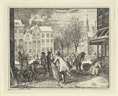 Hommes travaillant dans une rue - Vincent Laurensz. van der Vinne (II)
