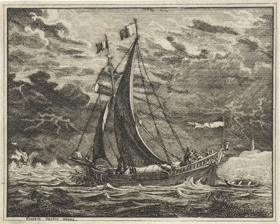 Navire par temps menaçant - Vincent Laurensz. van der Vinne (II)