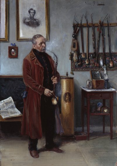 Homme avec pipe en merschaum à l