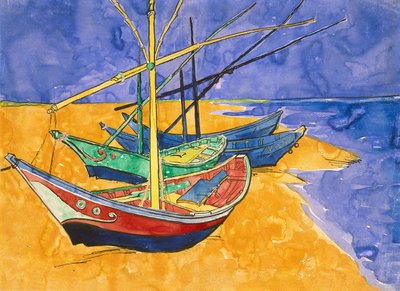 Bateaux de pêche sur la plage de Saintes-Maries-de-la-Mer - Vincent van Gogh