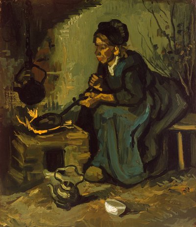 Paysanne cuisinant près d