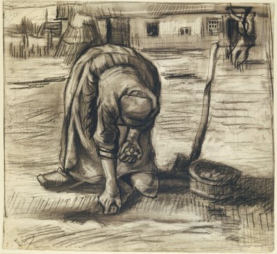 Paysanne plantant des pommes de terre, vers 1885 - Vincent van Gogh