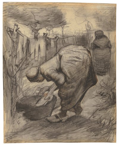 Paysanne au bassin dans un jardin - Vincent van Gogh