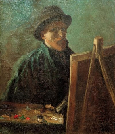 Autoportrait avec chapeau en fourrure sombre devant le chevalet - Vincent van Gogh