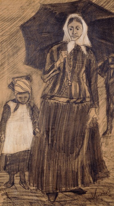 Sien sous un parapluie avec une fille, 1882 - Vincent van Gogh