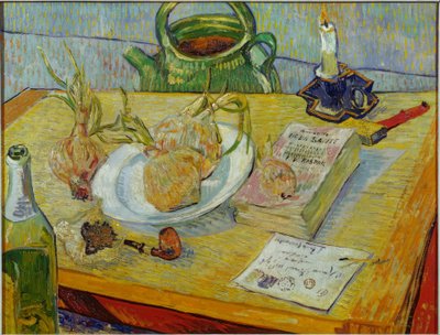Nature morte avec planche à dessin, pipe, oignons et cire à cacheter - Vincent van Gogh