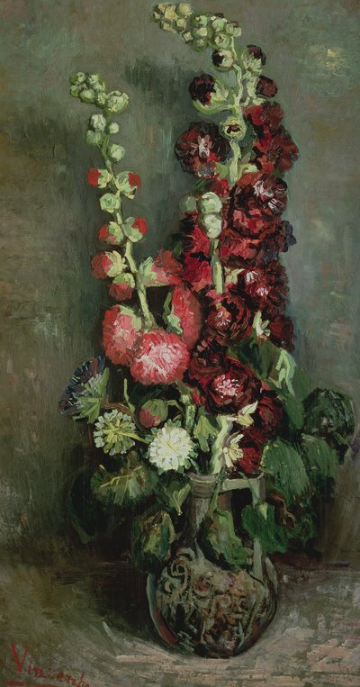 Vase de roses trémières, 1886 - Vincent van Gogh