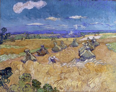Champ de blé avec gerbes et moissonneuse - Vincent van Gogh