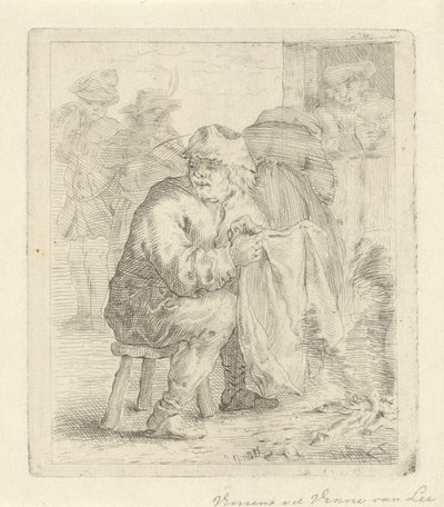 Homme sur un tabouret près d