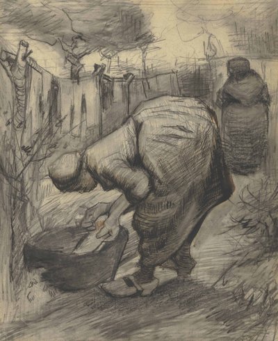 Paysanne au bassin dans un jardin (1885) - Vincent van Gogh