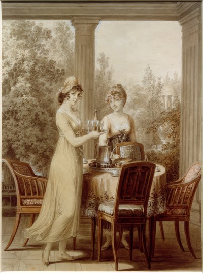 Deux dames dans le pavillon - Vincenz Georg Kininger