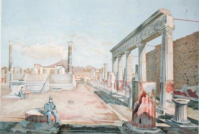 Gardien assis parmi les ruines de Pompéi - Vincenzo Loria