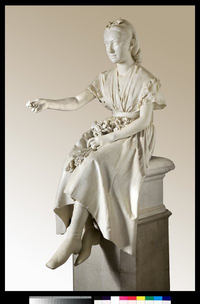 Portrait de la Marquise Virginia Busti Porro en jeune fille ou jeune dame offrant une fleur - Vincenzo Vela