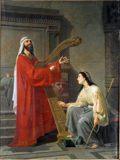 David et Micol, le roi David jouant de la harpe - Virginio Grana