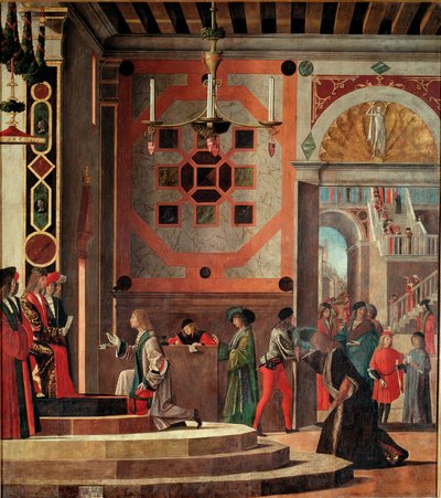 Cycle de la vie de Sainte Ursule, deuxième tableau: Adieu (ou départ) des ambassadeurs - Vittore Carpaccio