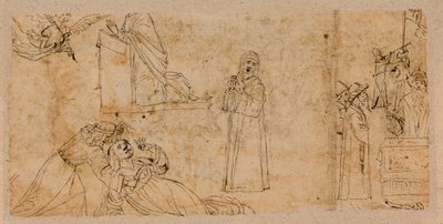 Études pour une annonciation; pour le Martyre de Sainte Agathe; pour une Madone en deuil (recto) - Vittore Carpaccio