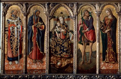 Madone et Enfant avec des Saints polyptyque, cinq panneaux séparés, vers 1480 - Vittore Crivelli