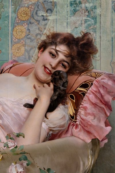 Dame avec un Petit Chien (détail) - Vittorio Matteo Corcos