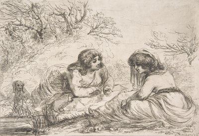 Deux femmes dans un paysage, fin 18ème-début 19ème siècle - Vivant Denon