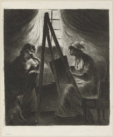 Femme peintre à son chevalet - Vivant Denon